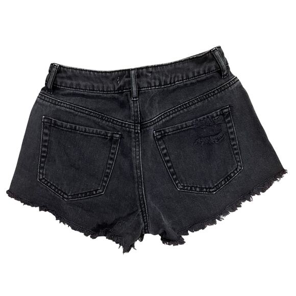 Women’s PacSun High Rise Festival Black Destroyed Denim Cutoff Hot Pants 23 - Picture 4 of 4